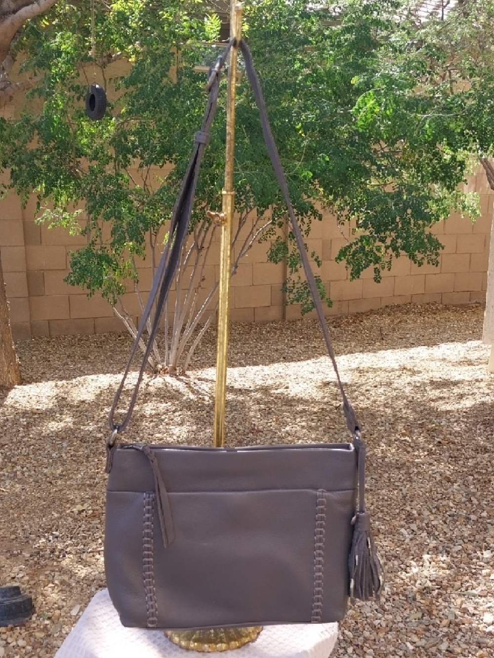The Sak Melrose‎ Zip Leather Crossbody Bag Slate - Picture 2 of 11